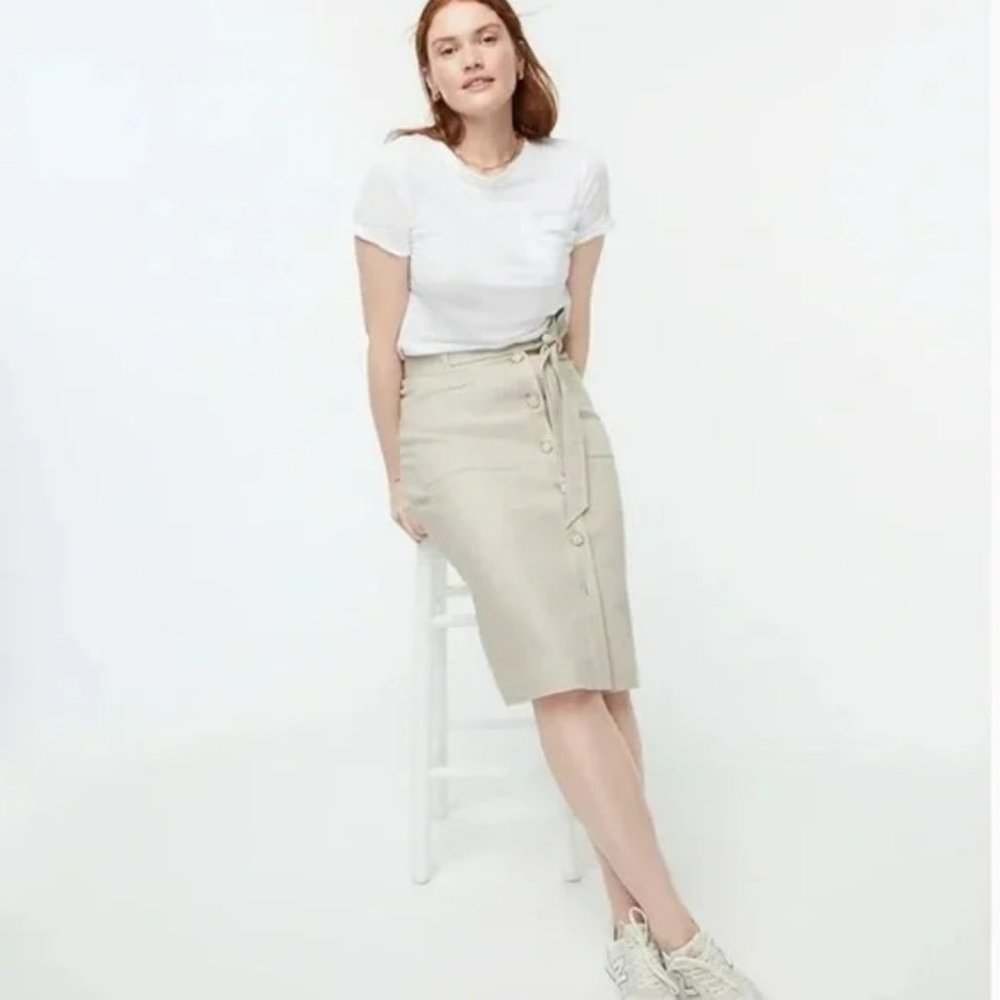 J. Crew Beige Button-Front Skirt